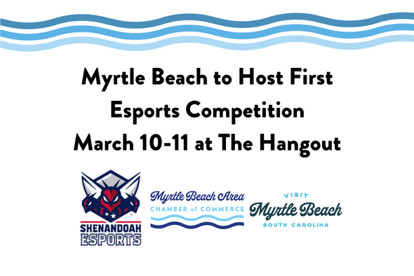 shenandoah esports logo, mbacc logo, visit myrtle beach logo