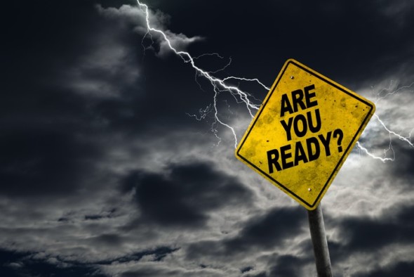 lightning striking sign reading are you ready?